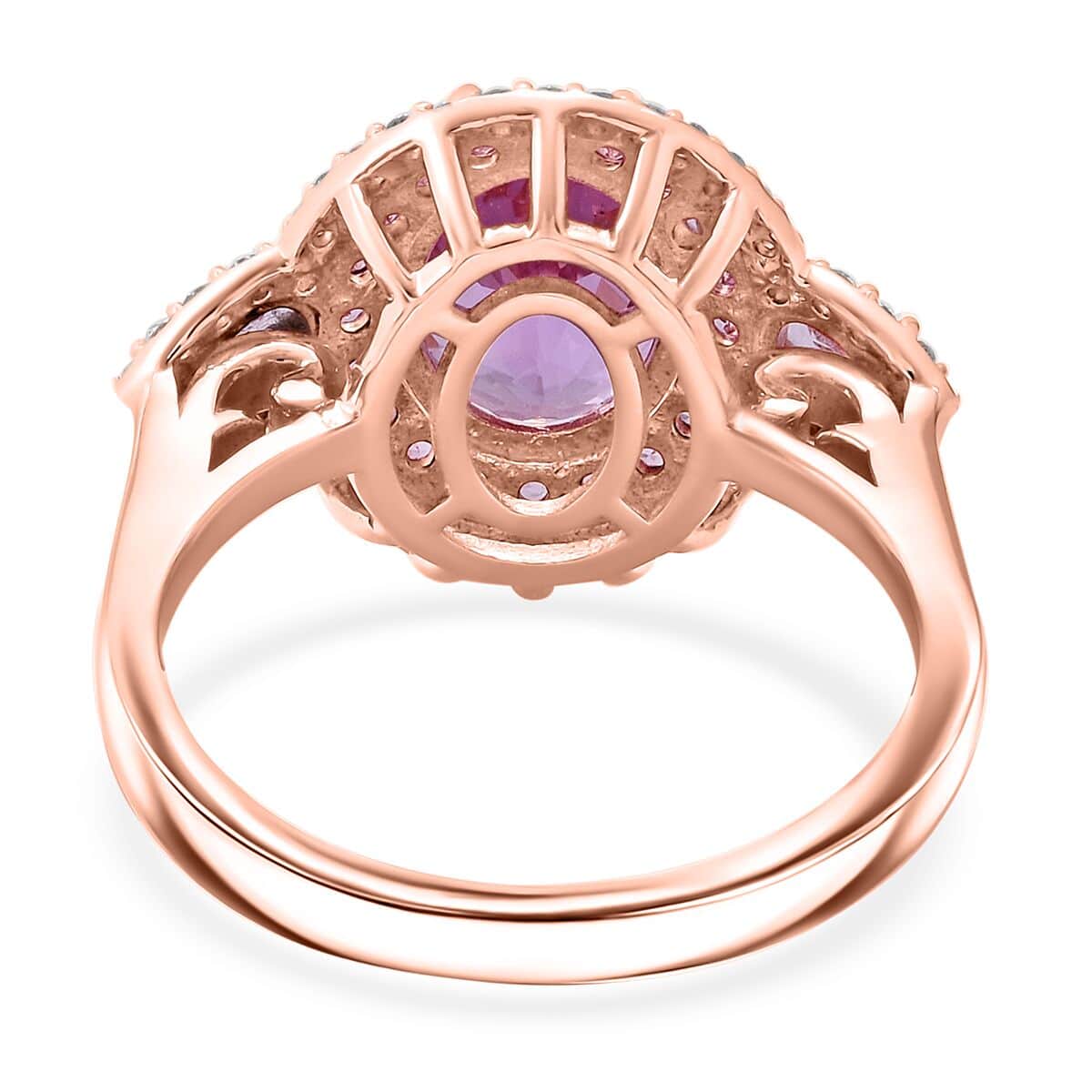 Certified & Appraised Luxoro AAAA Patroke Kunzite, Pink Sapphire and G-H I2 Diamond 4.75 ctw Ring in 14K Rose Gold (Size 6.0) 5.10 Grams image number 4