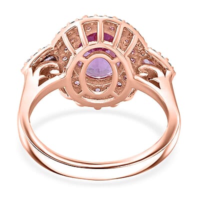 Certified & Appraised Luxoro AAAA Patroke Kunzite, Pink Sapphire and G-H I2 Diamond 4.75 ctw Ring in 14K Rose Gold (Size 6.0) 5.10 Grams