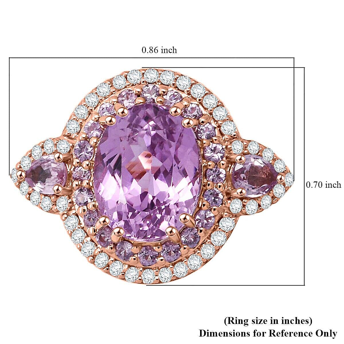 Certified & Appraised Luxoro AAAA Patroke Kunzite, Pink Sapphire and G-H I2 Diamond 4.75 ctw Ring in 14K Rose Gold (Size 6.0) 5.10 Grams