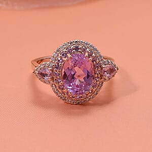 Certified & Appraised Luxoro AAAA Patroke Kunzite, Pink Sapphire and G-H I2 Diamond 4.75 ctw Ring in 14K Rose Gold (Size 7.0) 5.10 Grams