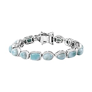 Natural Green Larimar 23.75 ctw Starfish Bracelet in Rhodium Over Sterling Silver (6.50 In)