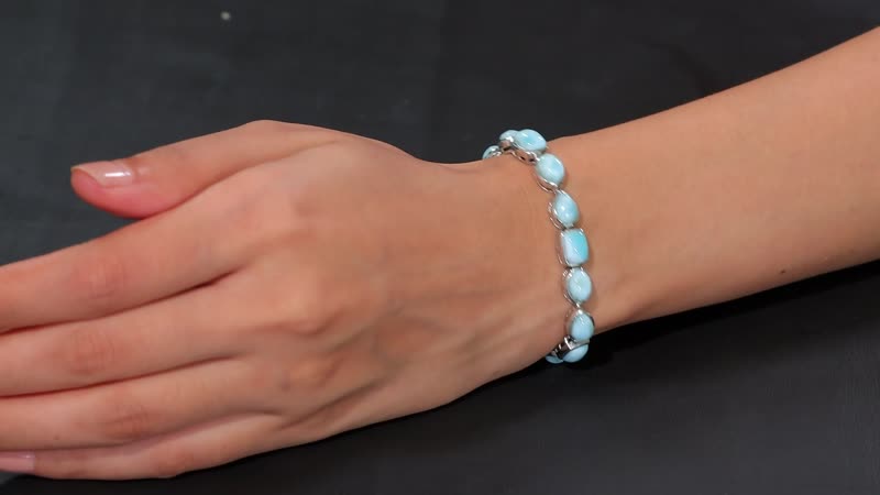 Epic Deal Natural Green Larimar Starfish Bracelet in Rhodium Over Sterling Silver (7.25 In) 27.10 ctw