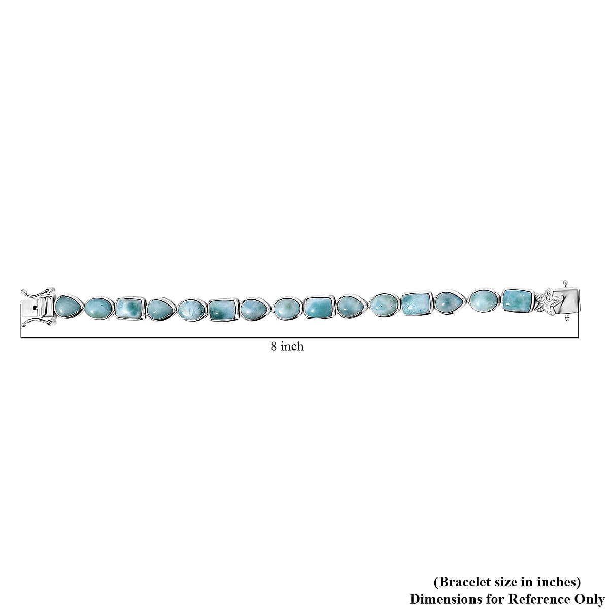 Natural Green Larimar 23.75 ctw Starfish Bracelet in Rhodium Over Sterling Silver (6.50 In) image number 4