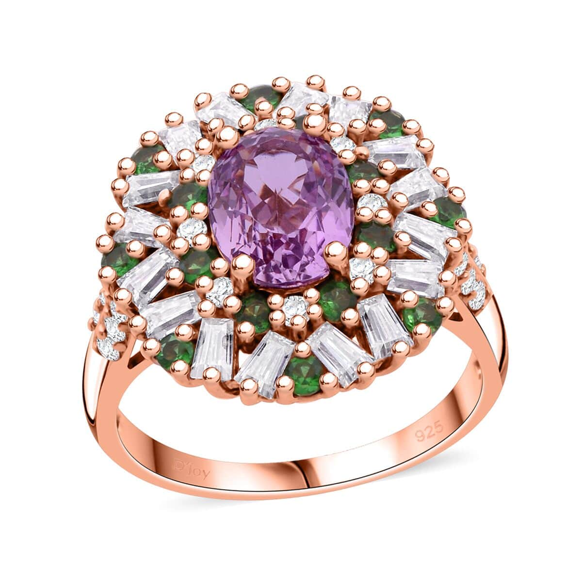 Patroke Kunzite and Multi Gemstone 4.40 ctw Garden Bloom Ring in Vermeil Rose Gold Over Sterling Silver (Size 10.0) image number 0