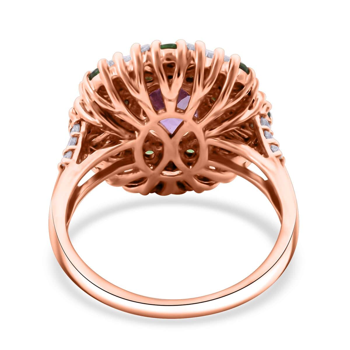 Patroke Kunzite and Multi Gemstone 4.40 ctw Garden Bloom Ring in Vermeil Rose Gold Over Sterling Silver (Size 10.0) image number 4