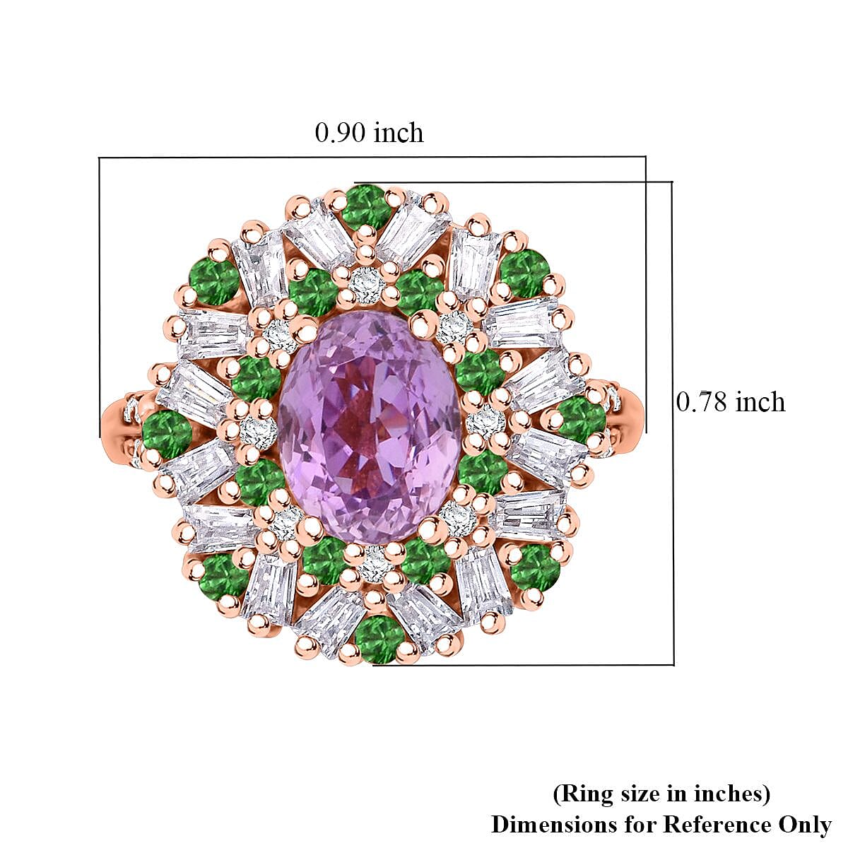 Patroke Kunzite and Multi Gemstone 4.40 ctw Garden Bloom Ring in Vermeil Rose Gold Over Sterling Silver (Size 10.0)