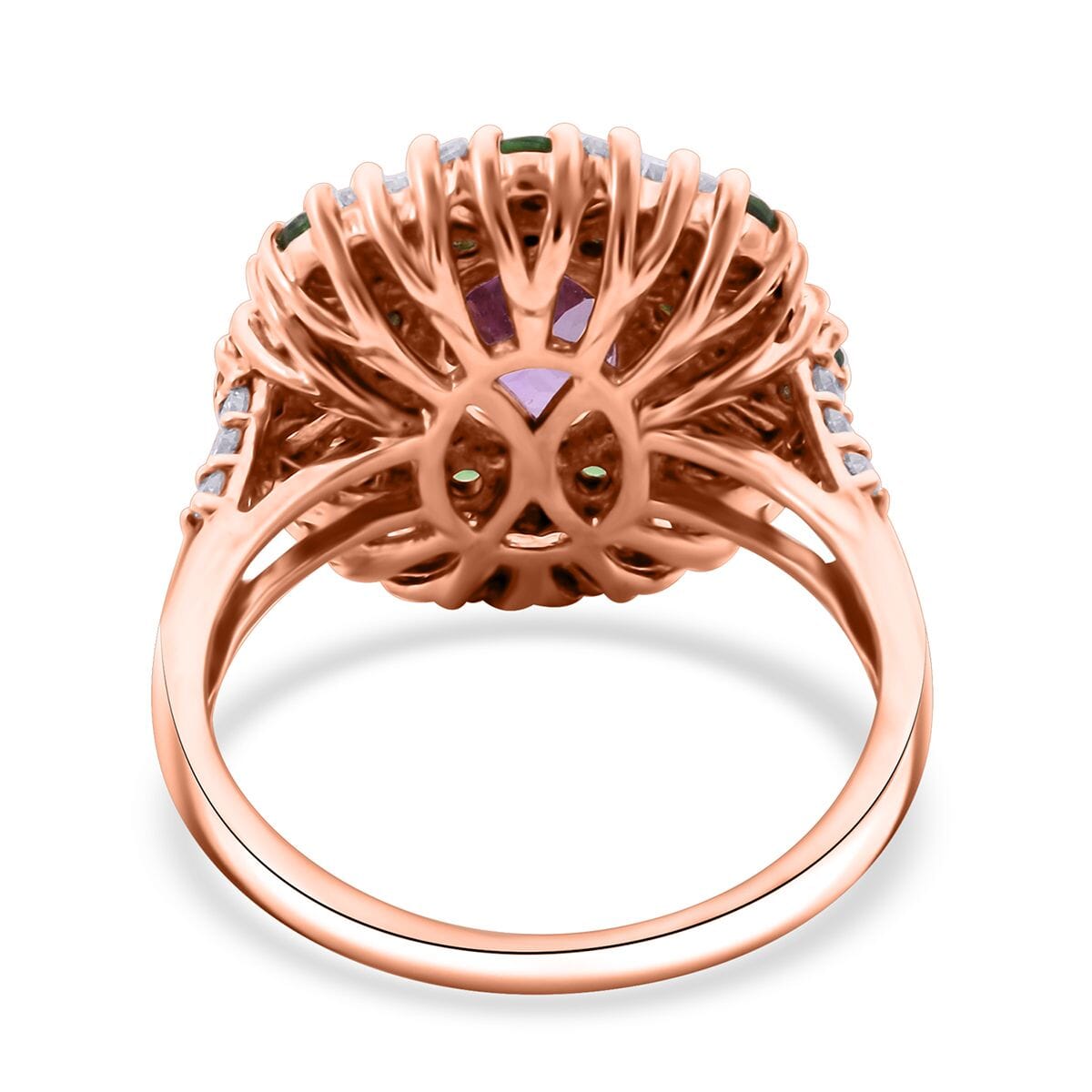 Patroke Kunzite and Multi Gemstone 4.40 ctw Garden Bloom Ring in Vermeil Rose Gold Over Sterling Silver (Size 6.0) image number 4