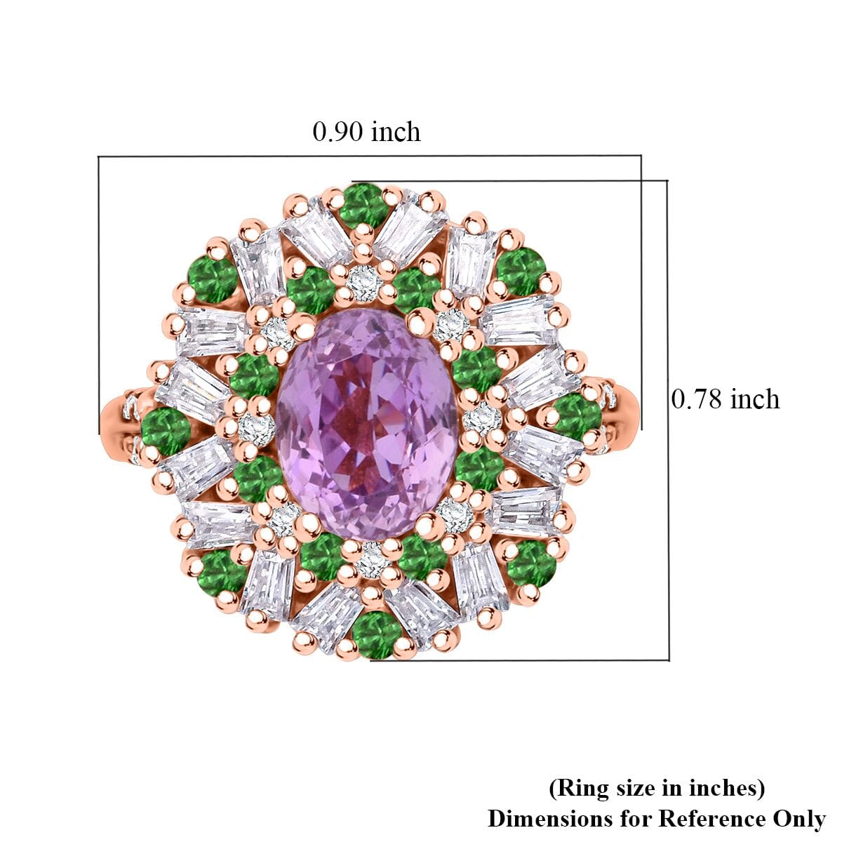 Patroke Kunzite and Multi Gemstone 4.40 ctw Garden Bloom Ring in Vermeil Rose Gold Over Sterling Silver (Size 6.0) image number 5