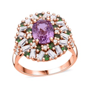Patroke Kunzite and Multi Gemstone 4.40 ctw Garden Bloom Ring in Vermeil Rose Gold Over Sterling Silver (Size 7.0)