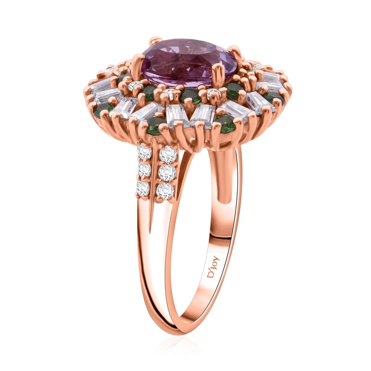Patroke Kunzite and Multi Gemstone 4.40 ctw Garden Bloom Ring in Vermeil Rose Gold Over Sterling Silver (Size 7.0) image number 3