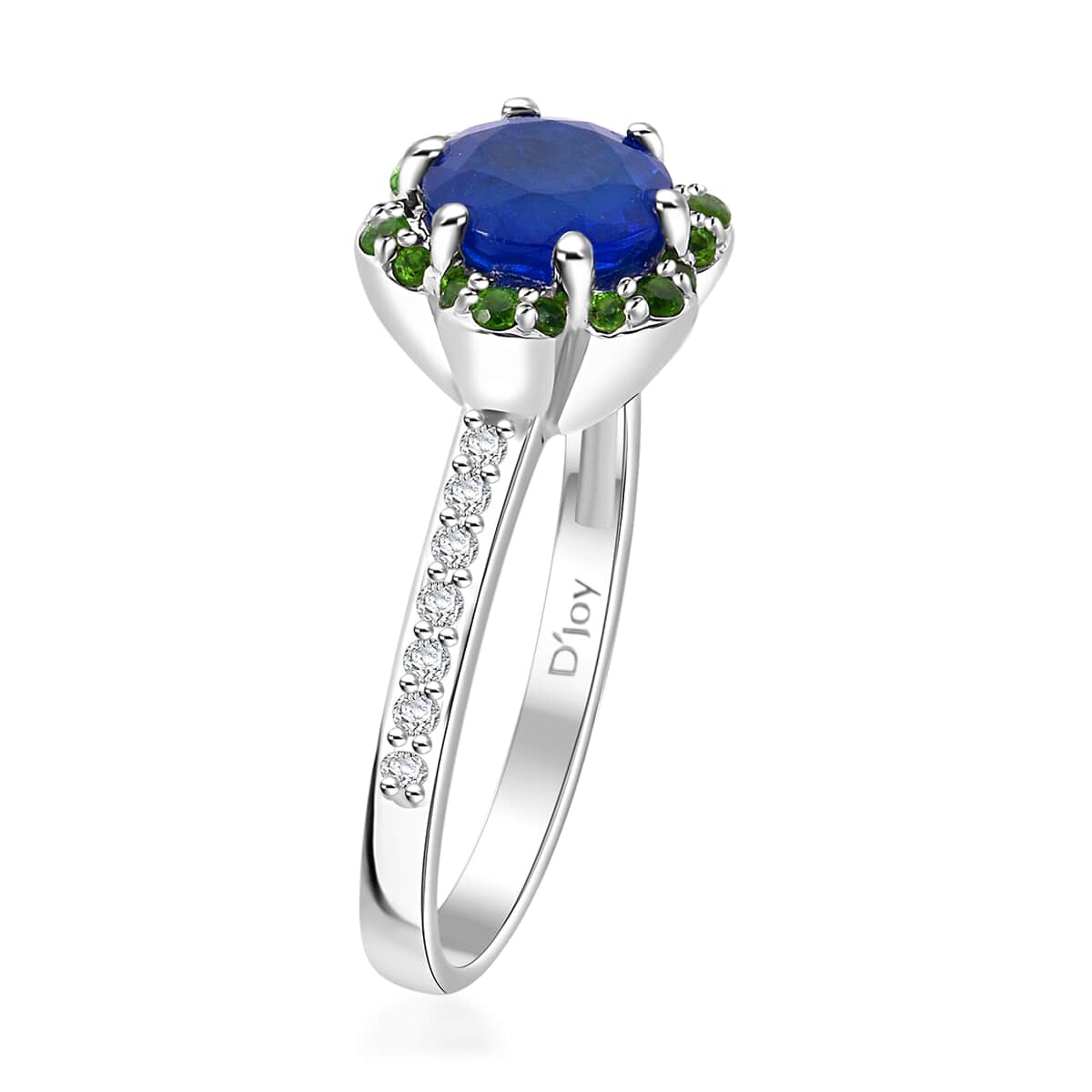 Tanzanian Blue Spinel (DF) and Multi Gemstone 2.25 ctw Ocean Garden Ring in Rhodium Over Sterling Silver (Size 10.0) image number 3