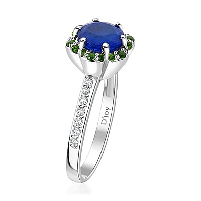 Tanzanian Blue Spinel (DF) and Multi Gemstone 2.25 ctw Ocean Garden Ring in Rhodium Over Sterling Silver (Size 10.0)