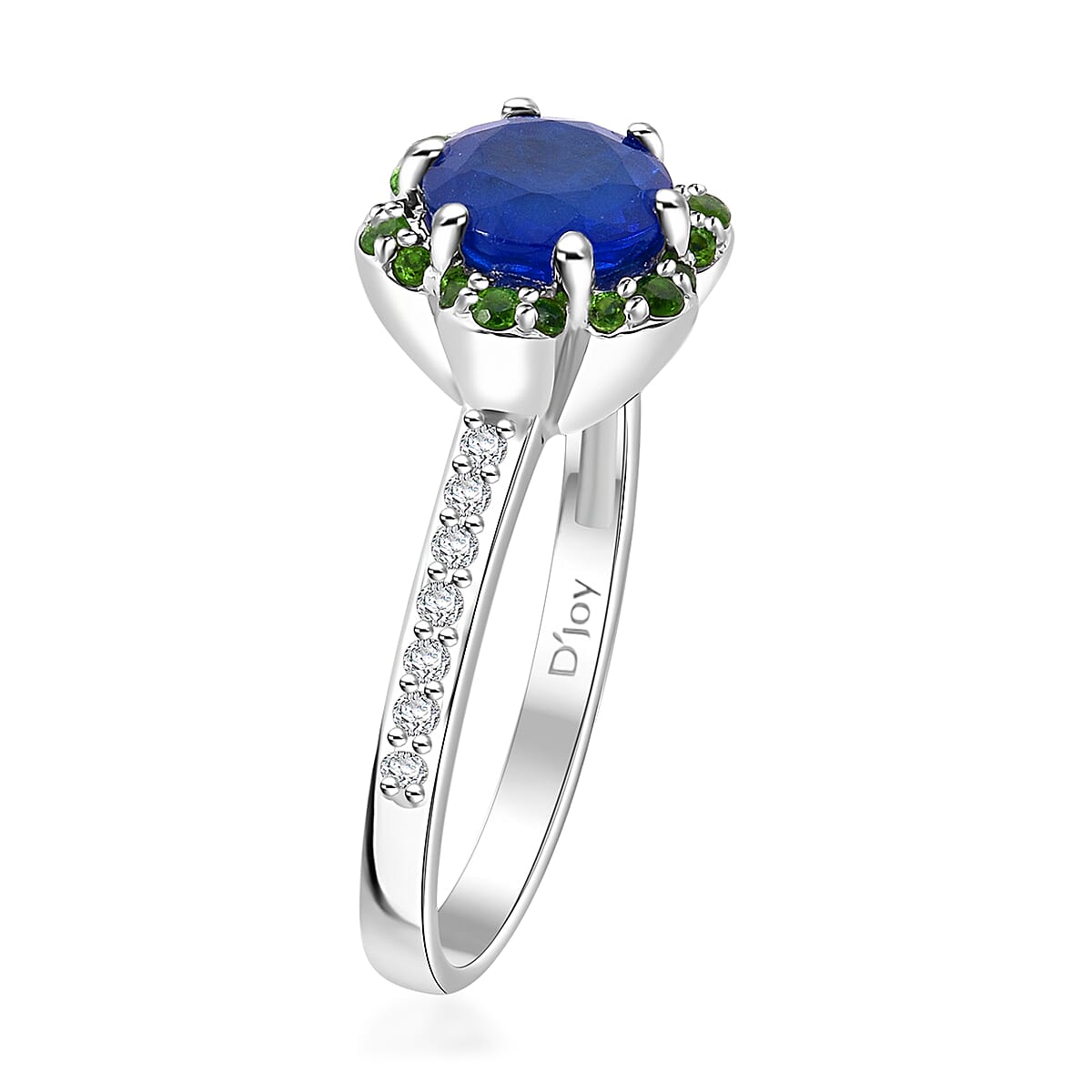 Tanzanian Blue Spinel (DF) and Multi Gemstone 2.25 ctw Ocean Garden Ring in Rhodium Over Sterling Silver (Size 9.0) image number 3