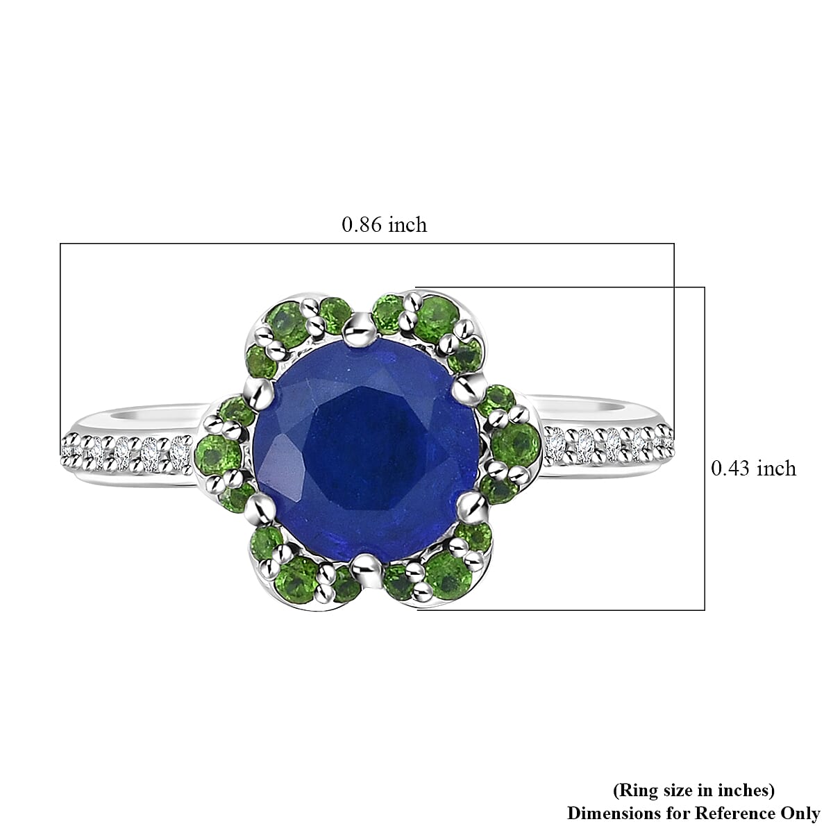 Tanzanian Blue Spinel (DF) and Multi Gemstone 2.25 ctw Ocean Garden Ring in Rhodium Over Sterling Silver (Size 9.0) image number 4