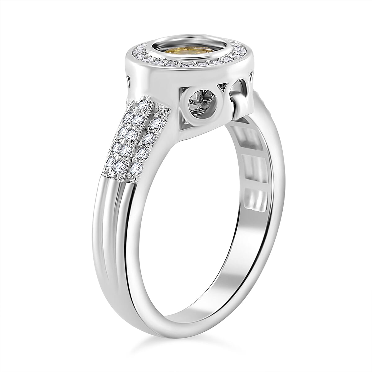 Yellow and White Moissanite 2.65 ctw Interchangeable Halo Ring in Rhodium Over Sterling Silver (Size 10.0) image number 3