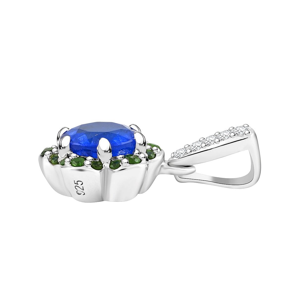 Tanzanian Blue Spinel (DF) and Multi Gemstone 2.15 ctw Ocean Garden Pendant without Chain in Rhodium Over Sterling Silver image number 3