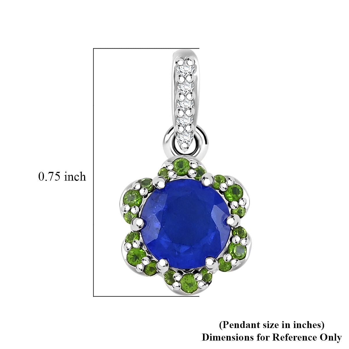 Tanzanian Blue Spinel (DF) and Multi Gemstone 2.15 ctw Ocean Garden Pendant without Chain in Rhodium Over Sterling Silver