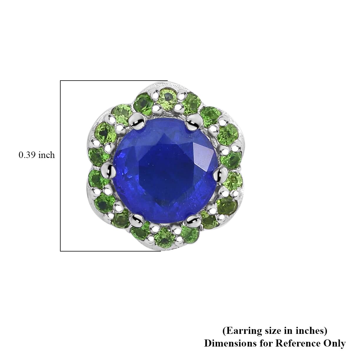 Tanzanian Blue Spinel and Chrome Diopside 2.50 ctw Ocean Garden Earrings in Rhodium Over Sterling Silver image number 4