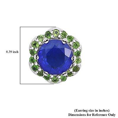 Tanzanian Blue Spinel and Chrome Diopside 2.50 ctw Ocean Garden Earrings in Rhodium Over Sterling Silver