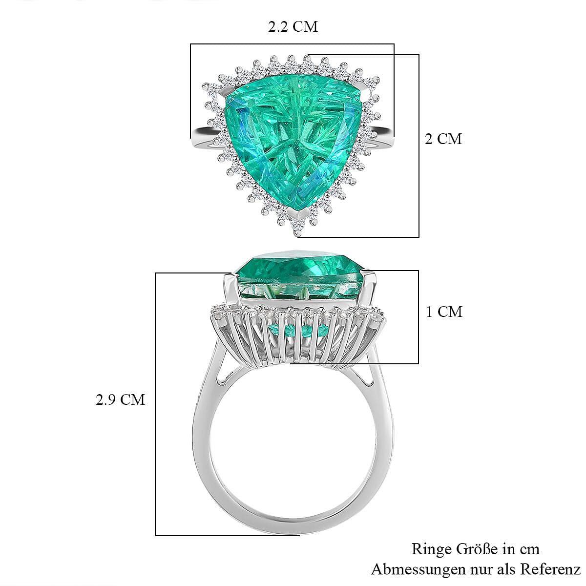 Peacock Triplet Quartz and White Zircon 9.45 ctw Ring in Rhodium Over Sterling Silver (Size 6.5)