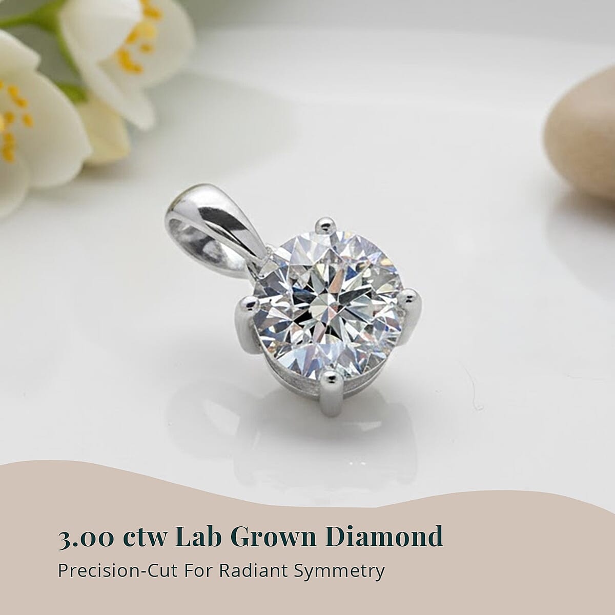 Luxuriant Lab Grown Diamond G VS 3.00 ctw Pendant without Chain in 950 Platinum image number 2