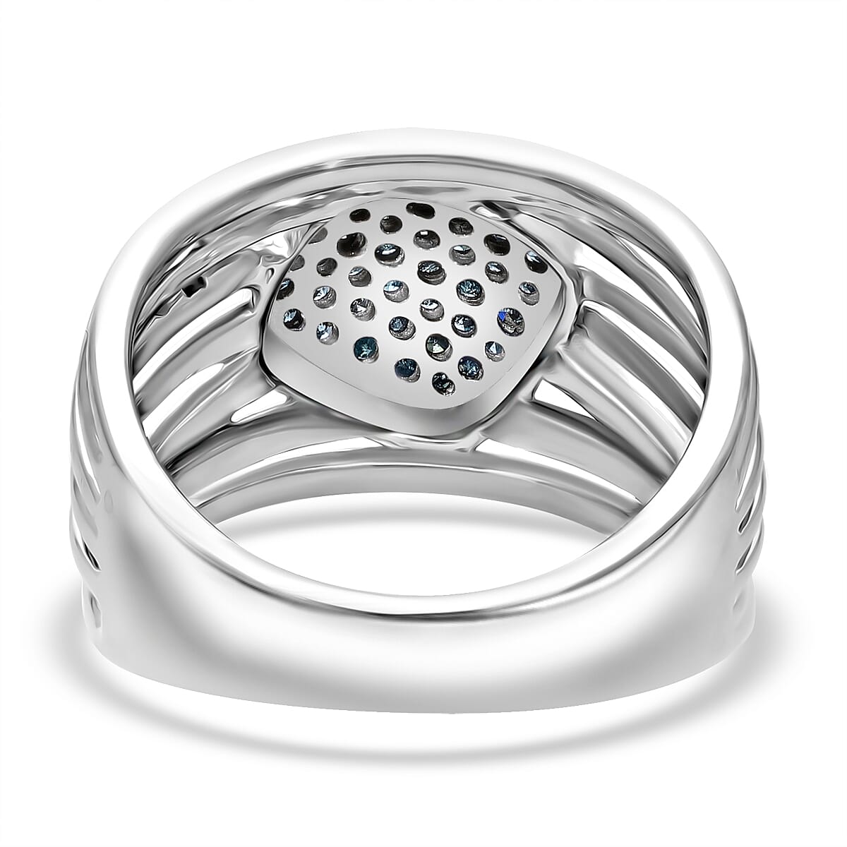 Blue Diamond 0.50 ctw Ring in Platinum Over Sterling Silver (Size 6.0)