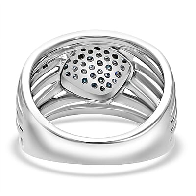 Blue Diamond 0.50 ctw Ring in Platinum Over Sterling Silver (Size 6.0)
