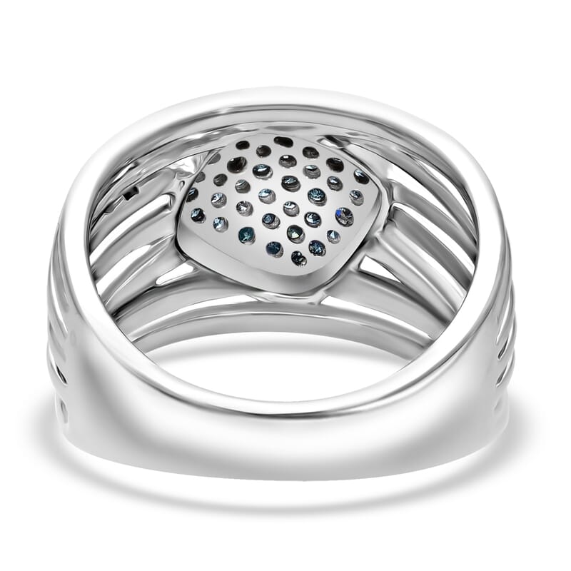 Blue Diamond 0.50 ctw Ring in Platinum Over Sterling Silver (Size 6.0)