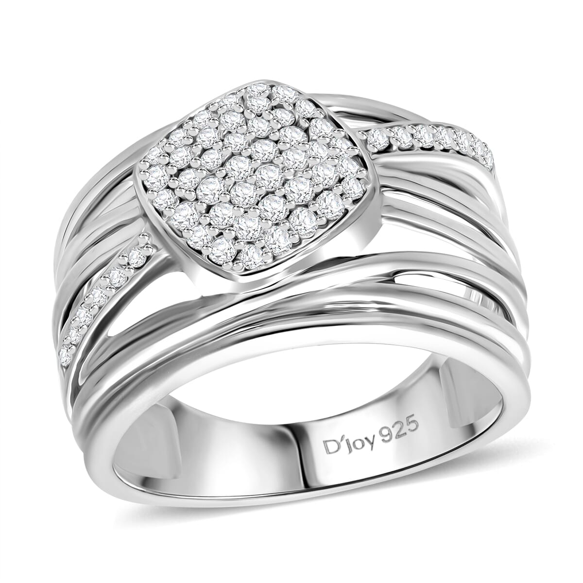 White Diamond 0.50 ctw Ring in Platinum Over Sterling Silver (Size 8.0) image number 0