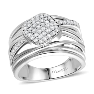 White Diamond 0.50 ctw Ring in Platinum Over Sterling Silver (Size 8.0)