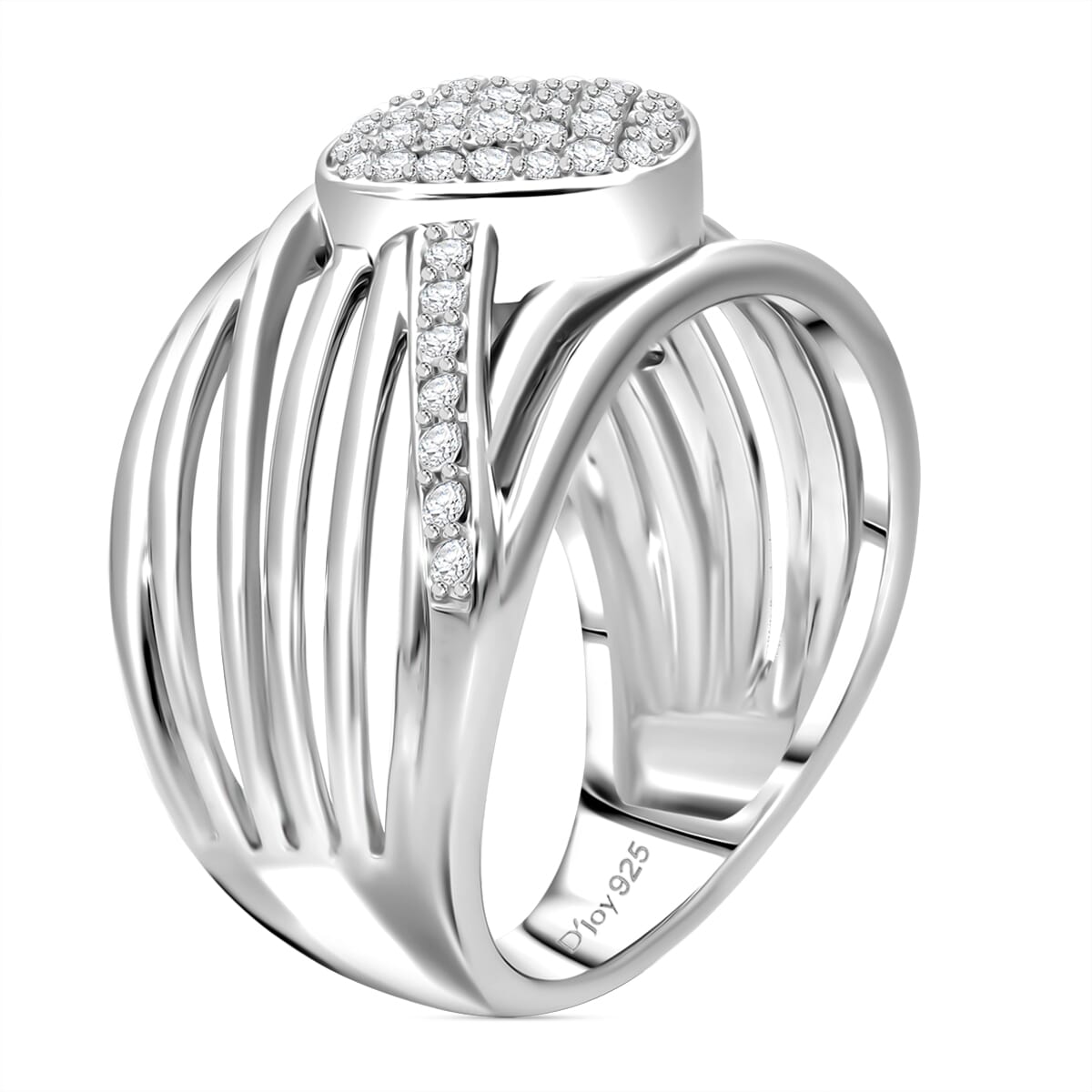 White Diamond 0.50 ctw Ring in Platinum Over Sterling Silver (Size 8.0) image number 2