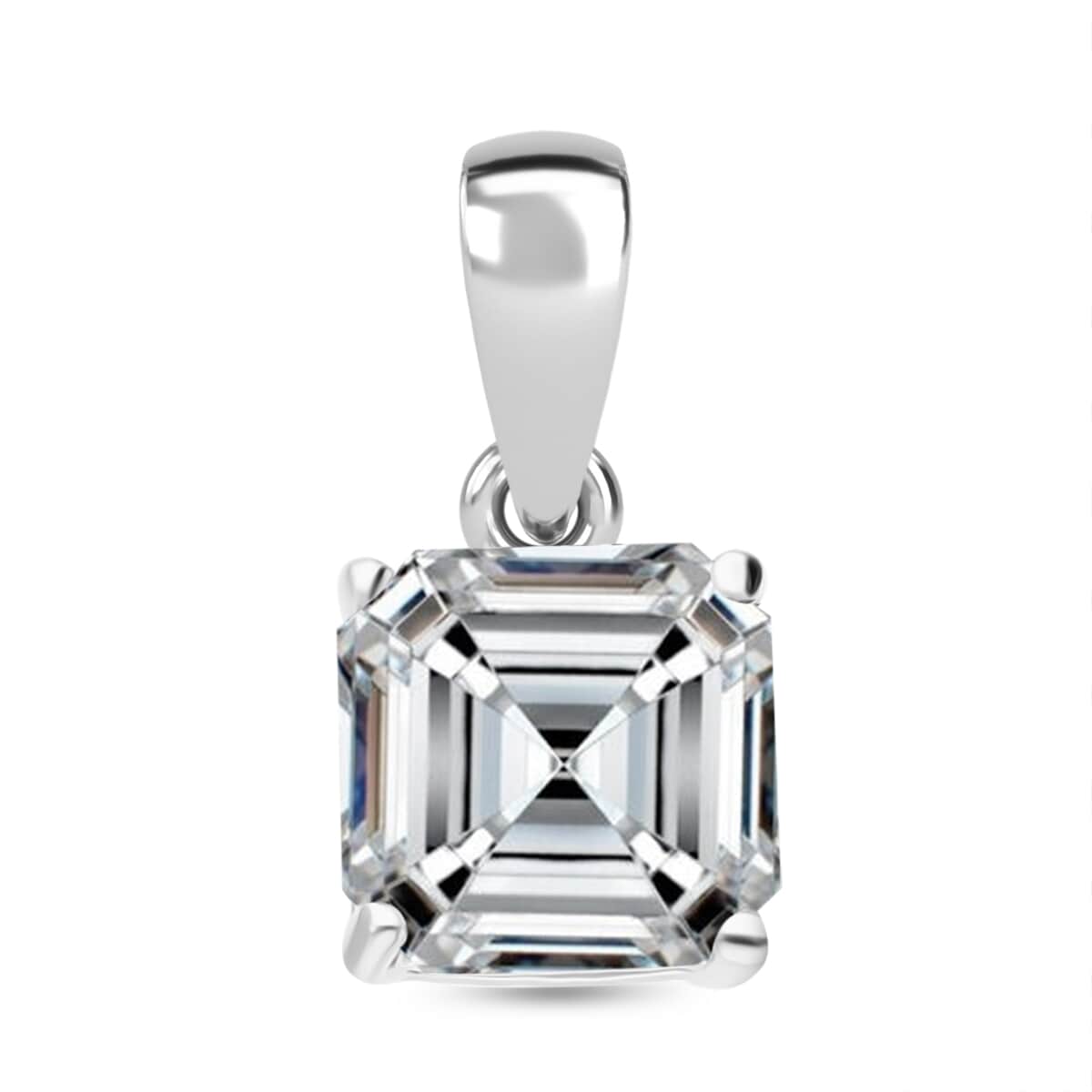 SGL Certified Asscher Cut Luxuriant Lab Grown Diamond G-H VS 2.00 ctw Solitaire Pendant in 950 Platinum image number 0