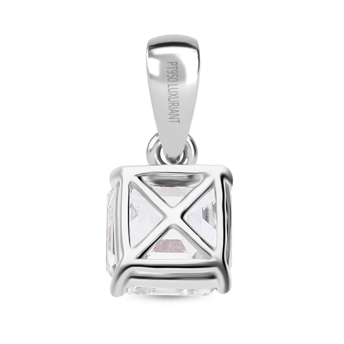 SGL Certified Asscher Cut Luxuriant Lab Grown Diamond G-H VS 2.00 ctw Solitaire Pendant in 950 Platinum image number 2