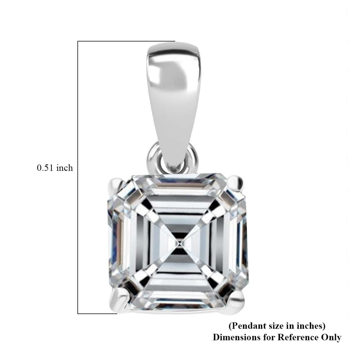 SGL Certified Asscher Cut Luxuriant Lab Grown Diamond G-H VS 2.00 ctw Solitaire Pendant in 950 Platinum image number 3