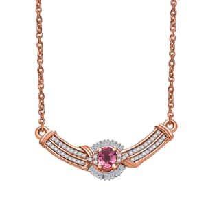 Mahenge Spinel and White Diamond 0.60 ctw Celebrity Necklace in 18K Vermeil Rose Gold Over Sterling Silver 18 Inches (Del. in 10-12 Days)