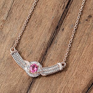 D'Joy Mahenge Spinel and White Diamond 0.60 ctw Celebrity Necklace in 18K Vermeil Rose Gold Over Sterling Silver 18-20 Inches