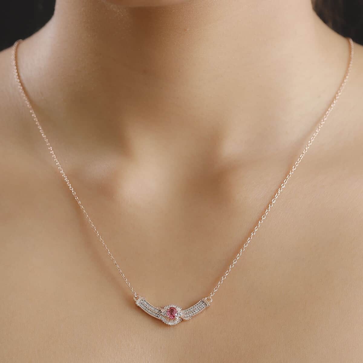 Mahenge Spinel and White Diamond 0.60 ctw Celebrity Necklace in 18K Vermeil Rose Gold Over Sterling Silver 18 Inches (Del. in 10-12 Days) image number 2