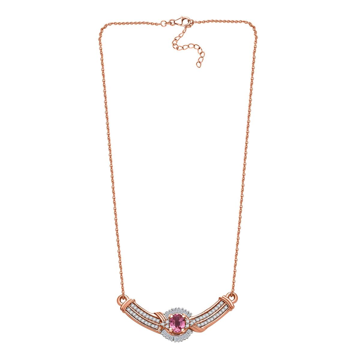 Mahenge Spinel and White Diamond 0.60 ctw Celebrity Necklace in 18K Vermeil Rose Gold Over Sterling Silver 18 Inches (Del. in 10-12 Days) image number 3