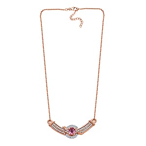 D'Joy Mahenge Spinel and White Diamond 0.60 ctw Celebrity Necklace in 18K Vermeil Rose Gold Over Sterling Silver 18-20 Inches