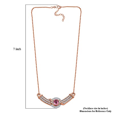 D'Joy Mahenge Spinel and White Diamond 0.60 ctw Celebrity Necklace in 18K Vermeil Rose Gold Over Sterling Silver 18-20 Inches