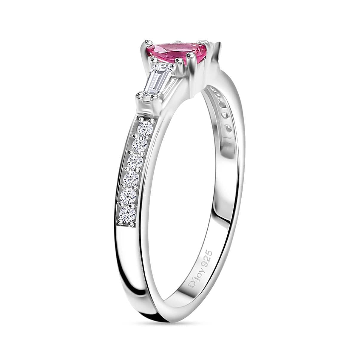 D'Joy Mahenge Spinel and Moissanite 0.55 ctw Ring in Rhodium Over Sterling Silver (Size 10.0)