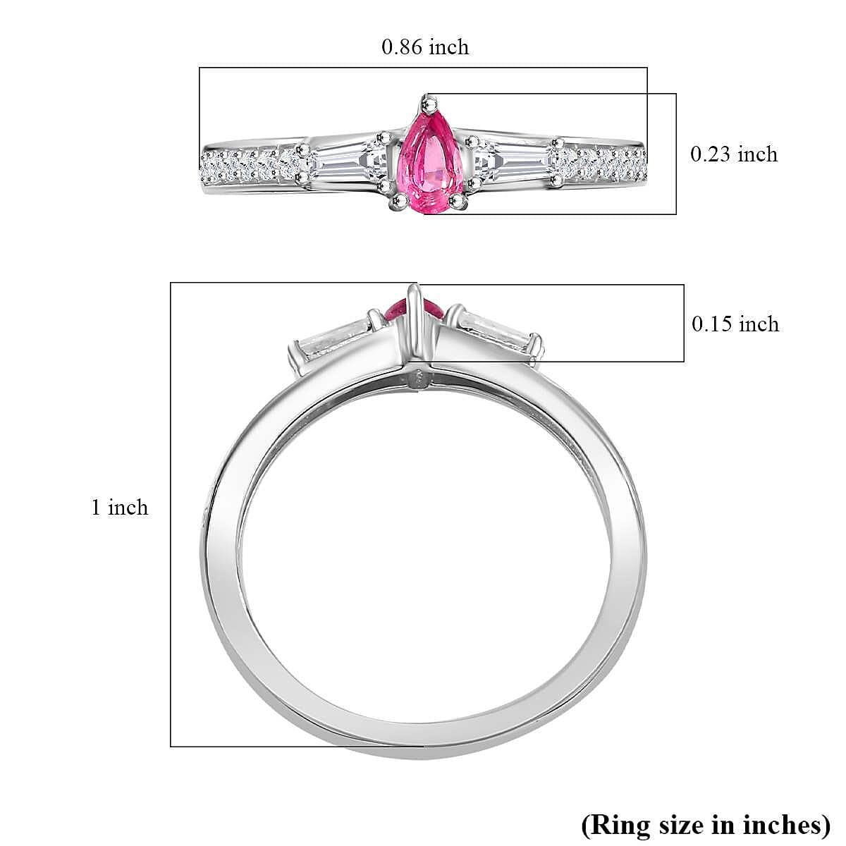 D'Joy Mahenge Spinel and Moissanite 0.55 ctw Ring in Rhodium Over Sterling Silver (Size 10.0)