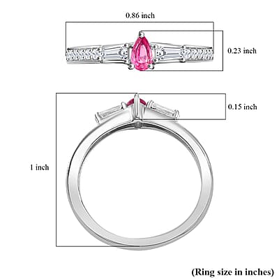 D'Joy Mahenge Spinel and Moissanite 0.55 ctw Ring in Rhodium Over Sterling Silver (Size 10.0)