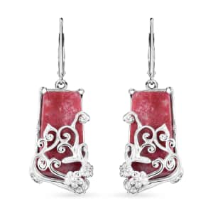 Karis Norwegian Thulite 27.35 ctw Floral Earrings in Platinum Bond