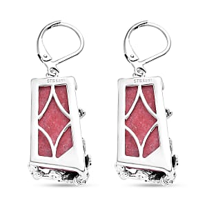 EverTrue Norwegian Thulite 27.35 ctw Vintage Floral Earrings in Platinum Bond
