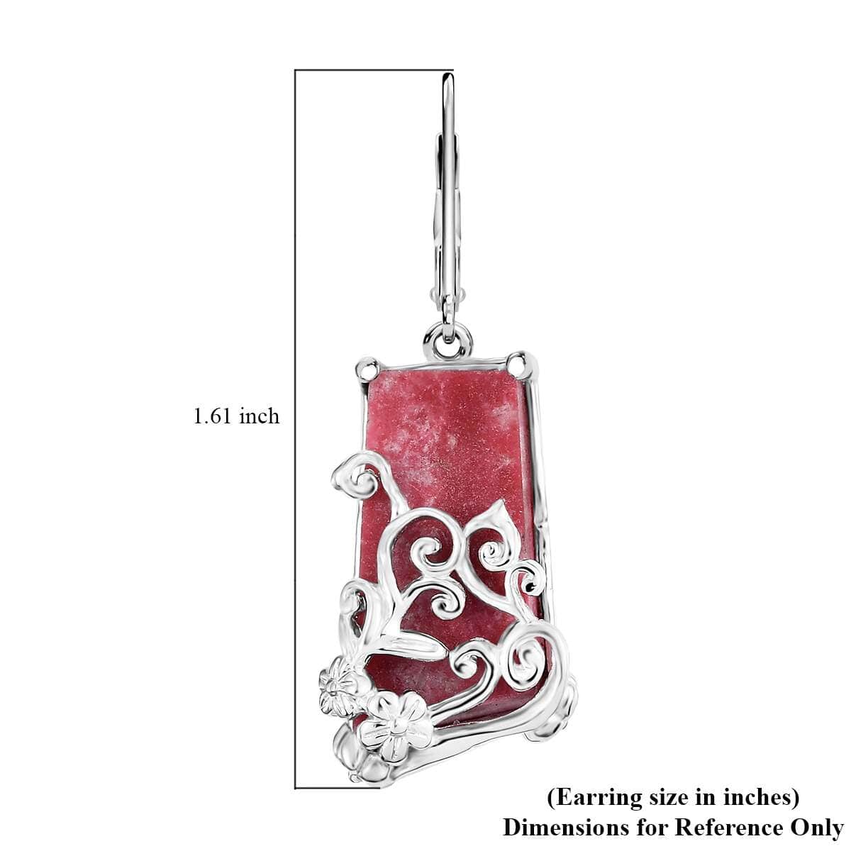 Karis Norwegian Thulite 27.35 ctw Floral Earrings in Platinum Bond image number 4