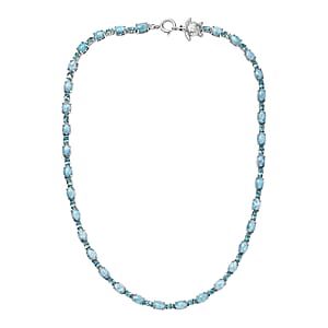 D'Joy Larimar and Multi Gemstone 38.85 ctw Turtle Necklace in Rhodium Over Sterling Silver 18 Inches