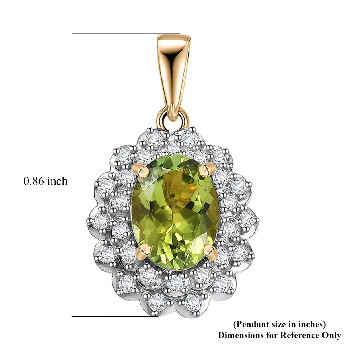 Certified & Appraised Luxoro AAA Natural Calabar Green Tourmaline and G-H I2 Diamond 1.41 ctw Pendant without Chain in 10K Yellow Gold image number 5
