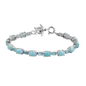 Larimar and Multi Gemstone 13.50 ctw Turtle Bracelet in Rhodium Over Sterling Silver (6.50 In)