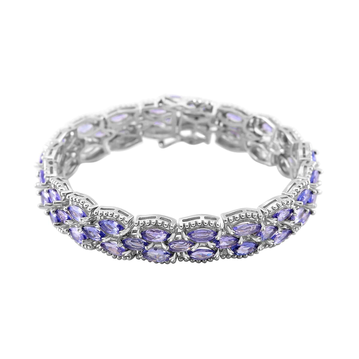 Tanzanite 14.85 ctw Bracelet in Rhodium Over Sterling Silver (6.50 In) image number 0